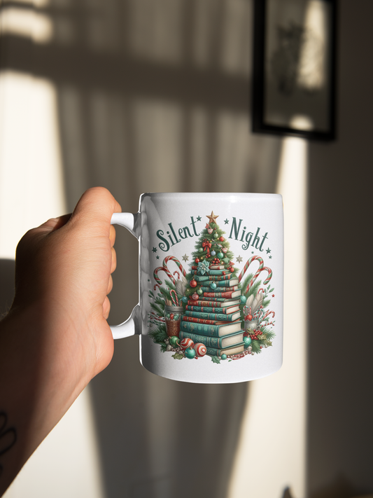 Silent Night Bookish - Christmas - Ceramic Mug - 15 Oz