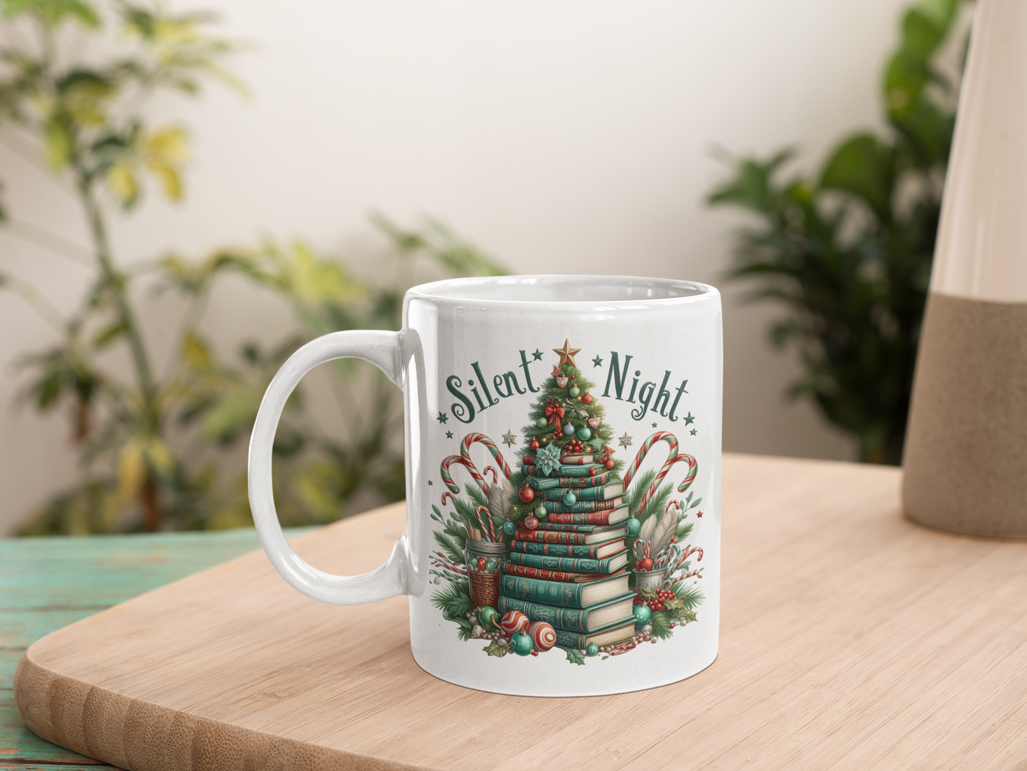 Silent Night Bookish - Christmas - Ceramic Mug - 15 Oz